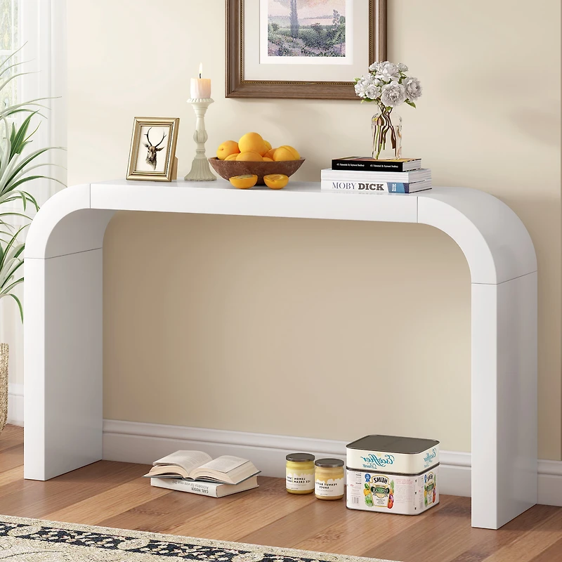 Noble House Modern Minimalist Console Table, Elegant and Versatile Design, Perfect, Sturdy and Stable Frame,White