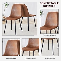 Noble House Modern Dining Chairs Set of 6,Brown Suede-Like Tech Fabric