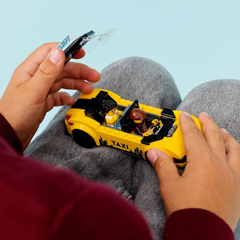 LEGO City Yellow Taxi Car Building Toy for Kids - Pretend Play Set for Boys & Girls, Ages 5+ - Toy Car W/Taxi Driver & Tourist Minifigures - GIft Idea for Birthdays - 60487