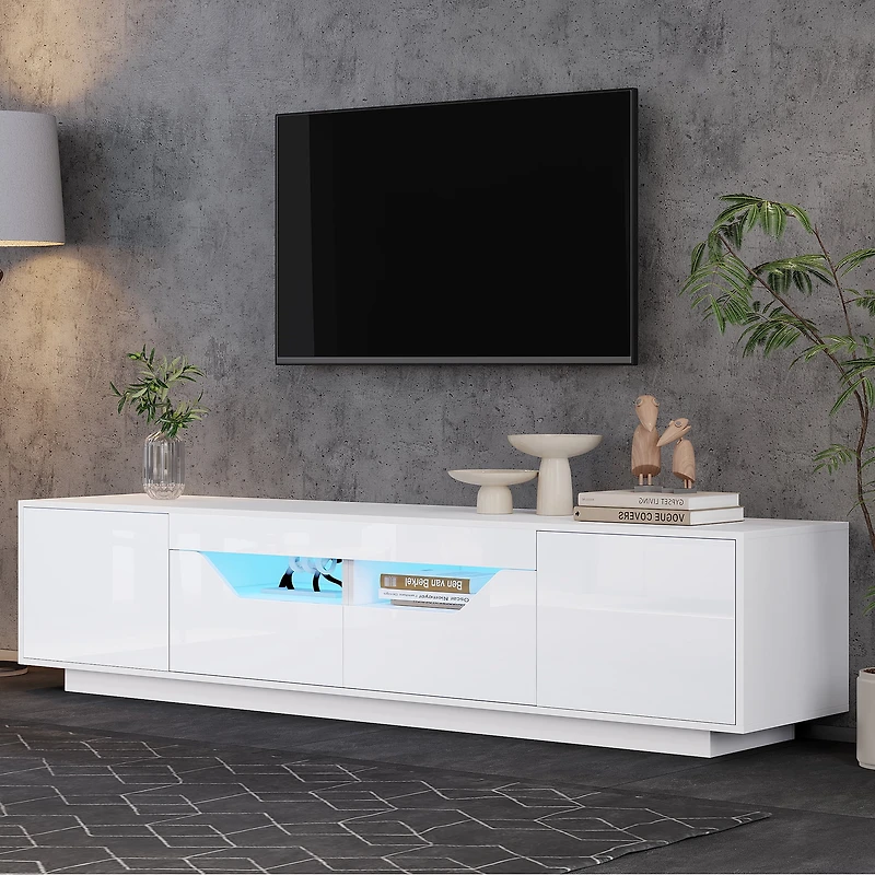 Meuble télé Noble House 64,8 pouces, console multimédia pour téléviseur de 65 pouces, blanc