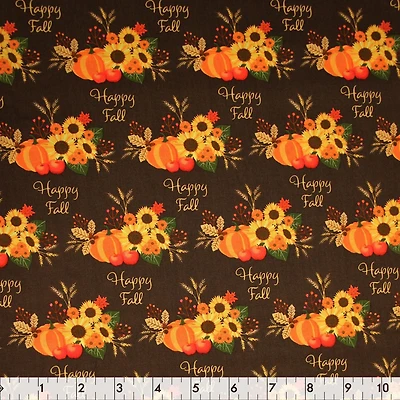 FABRIC CREATIONS coton Fabric, brun Happy Fall - 107 cm (42 in) Wide, 100 % coton