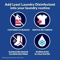 Lysol Laundry Disinfectant, Free and Clear, No Fragrances, No Dyes, 0% Bleach, Kills 99.9% of Viruses & Bacteria, 1.2 L