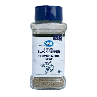 Great Value Poivre noir moulu, 85g