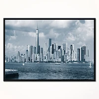 Design Art Lower Manhattan Panorama Black White Framed Canvas Art Print