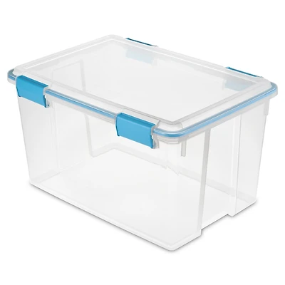 Sterilite Boîte à joint d’étanchéité de 51 L, bac de rangement transparent résistant aux intempéries avec couvercle à loquet, bleu