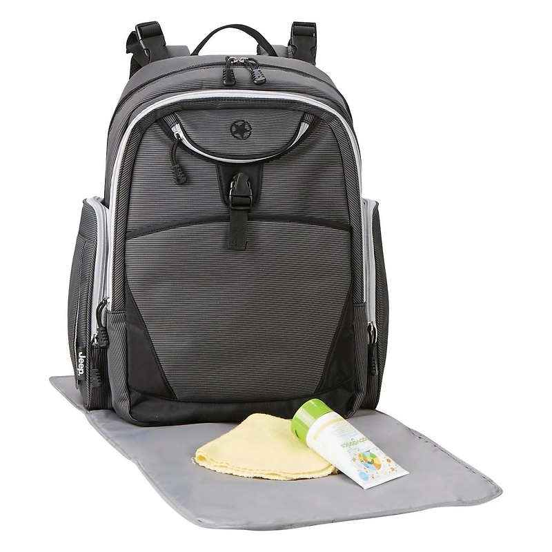 Jeep Adventurers Backpack Diaper Bag - Grey/Black, for Newborn +