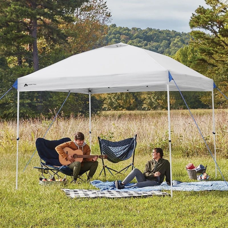 Ozark Trail 10ft x10ft Instant Pop Up Canopy Tent with Simple Push Setup – Straight Leg Pop-Up Tent for Tailgating, Camping & Events, white