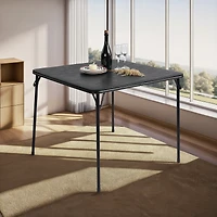 Homy Casa 33.9" Square Folding Table, Black PVC Top with Metal Legs for Dining, Game Room, Party and Small Spaces
