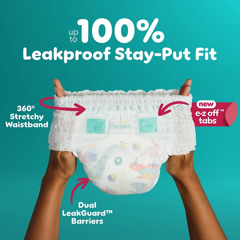 Pampers Diapers - Cruisers 360° - Size 4, 21 Count, up to 100% Leakproof Fit, Designed for Active Babies, Pull On Diaper, EZ Off Tabs Designed for Easy Changes