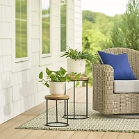 Better Homes and Gardens Acacia Top Plant Stand,2 Pack,Black