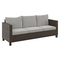 Better Homes & Gardens Brookbury 3-Piece Steel Outdoor Compact Sectional Set with Cushions & Covers, Tan