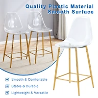 Noble House Modern Minimalist Bar Stool Set of 2,Integrated Backrest,Gold