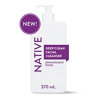 Native Deep Cleansing Facial Cleanser, for oily to combination skin, Sulfate Free, with Salicylic Acid and Eucalyptus, Dermatologist Tested, 370mL