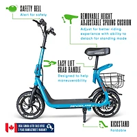 Madd Gear Trottinette électrique avec siège et panier – Autonomie de 29 km, pneus de 30 cm, moteur de 350 W/580 W de puissance maximale 13 Ans et Plus