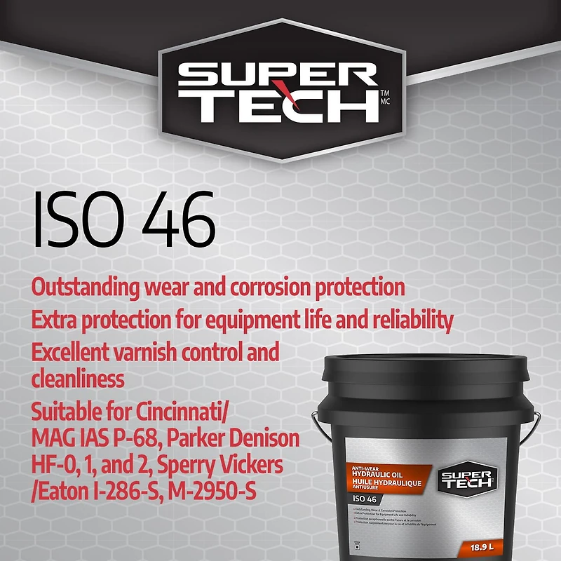 SuperTech Anti-Wear Hydraulic Oil ISO 46 18.9L Pail
