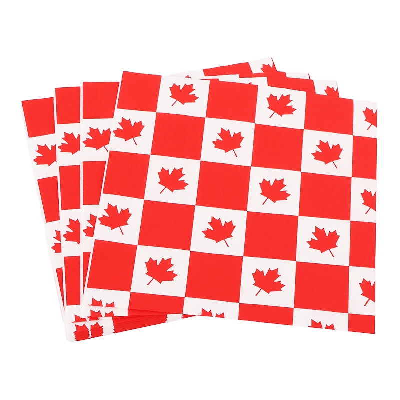 Way to Celebrate! Red Maple Leaves Paper Luncheon Napkins, 6.5in, 18ct