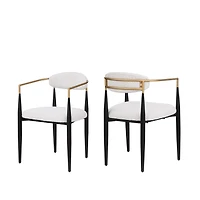Noble House Modern Dining Chair Set of 2,Curved Open Backrest,Upholstered,Beige