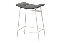 Monarch Specialties Barstool, Counter Height, Set Of 2, Kitchen, Black Leather Look, Black Metal, Contemporary, Modern