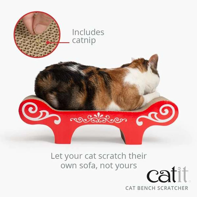 Catit Style Cat Scratcher Bench with Catnip, Urban Motif