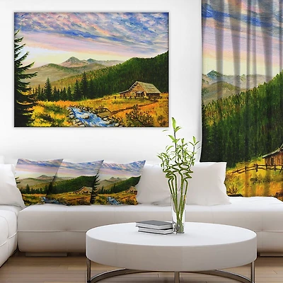 Design Art Sunset in Mountains Canvas Print