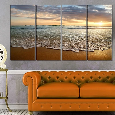 Design Art Bright Cloudy Sunset in Calm Ocean Contemporary Seascape Art Canvas