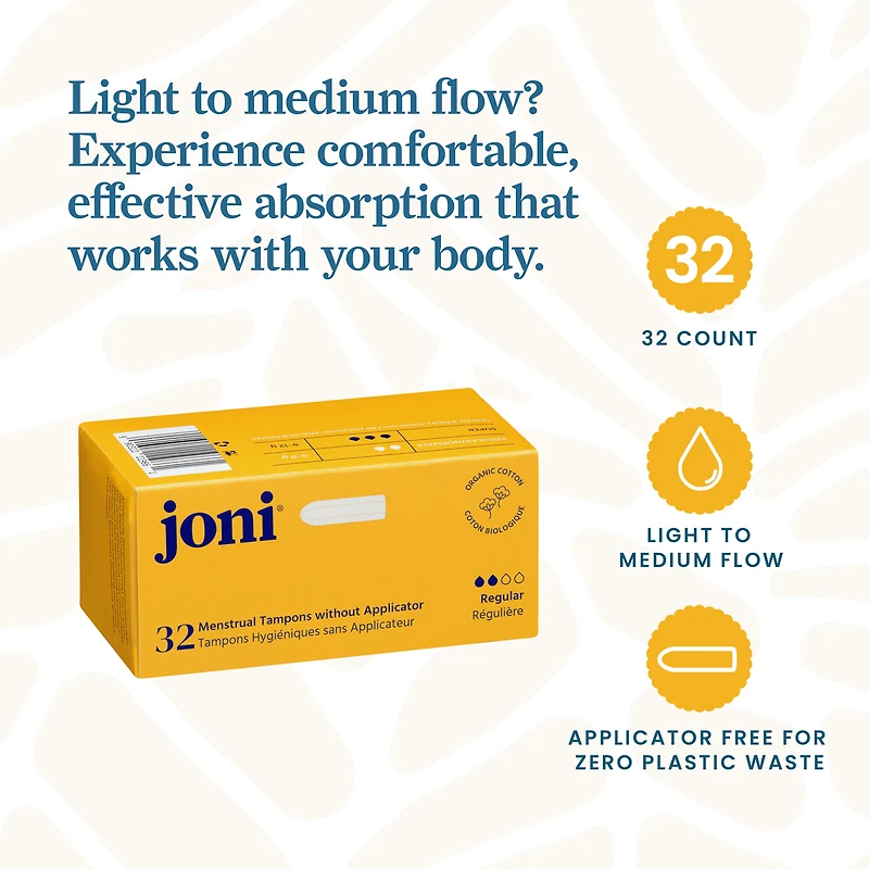 Tampons réguliers en coton biologique joni, 32 unités