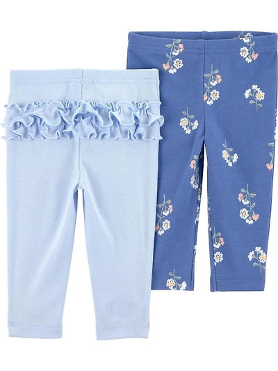 Carter's Child of Mine Fil Paquet de 2 pantalons - Motif floral bleu