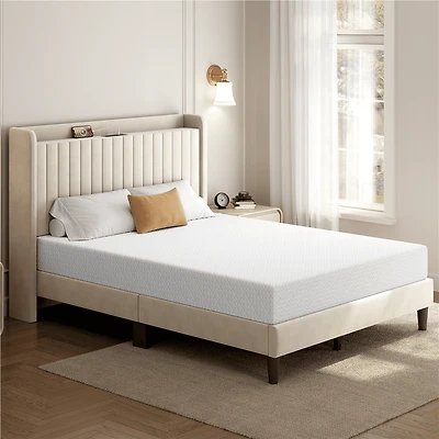 Fullfurnique Matelas en Mousse à Mémoire de Forme Infusé de Gel, 8 Inch, Queen, Blanc