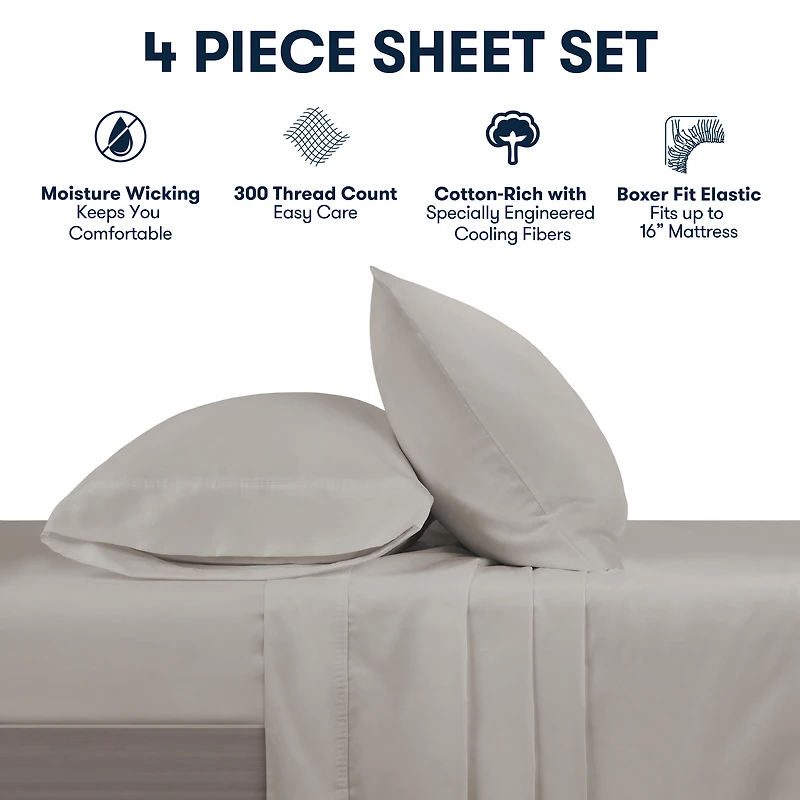 Sertapedic So Cool! 4pc Cooling Sheet Set - Light Grey