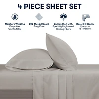 Sertapedic So Cool! 4pc Cooling Sheet Set - Light Grey