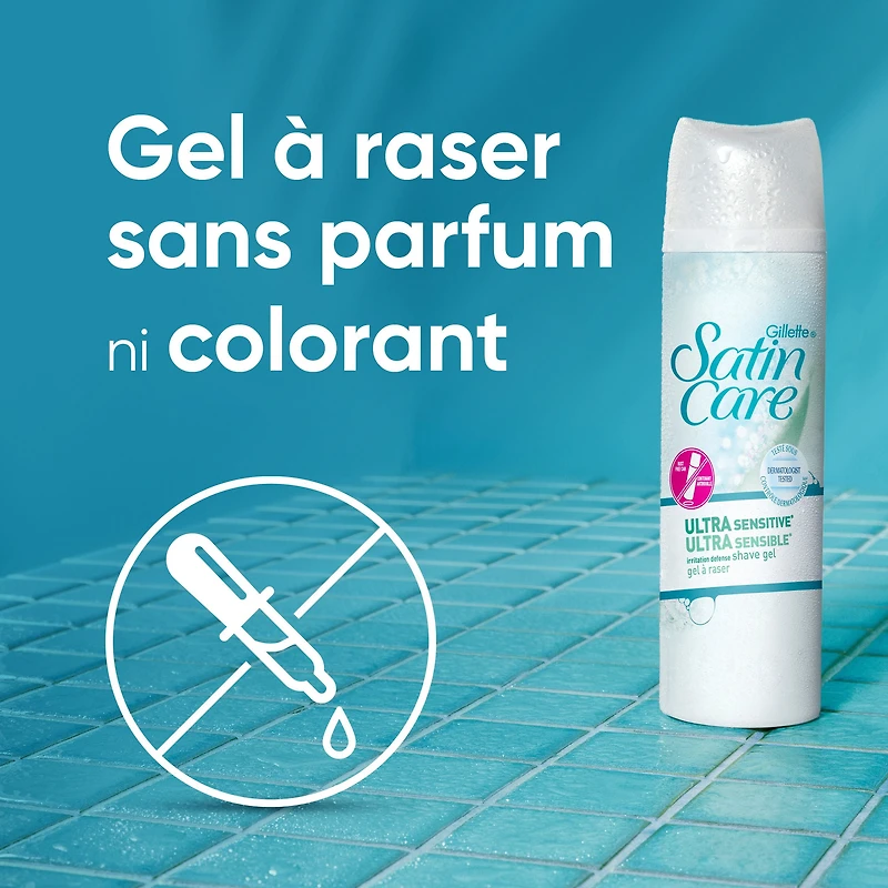 Gillette Venus Satin Care Ultra Sensitive Skin Shave Gel, Shaving Cream for Women, Fragrance Free