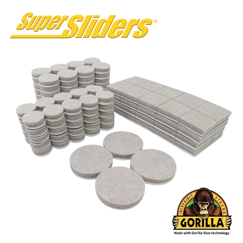 Super curseurs avec Gorilla Glue Felt En feutre Pk Beige 134 pc, sac Felt Value Pack