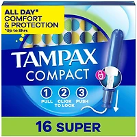 Tampax Tampons Pearl Compacts, avec Tresse LeakGuard & Applicateur Extensible, Absorption Super, Applicateur Extensible Compact, Non Parfumés