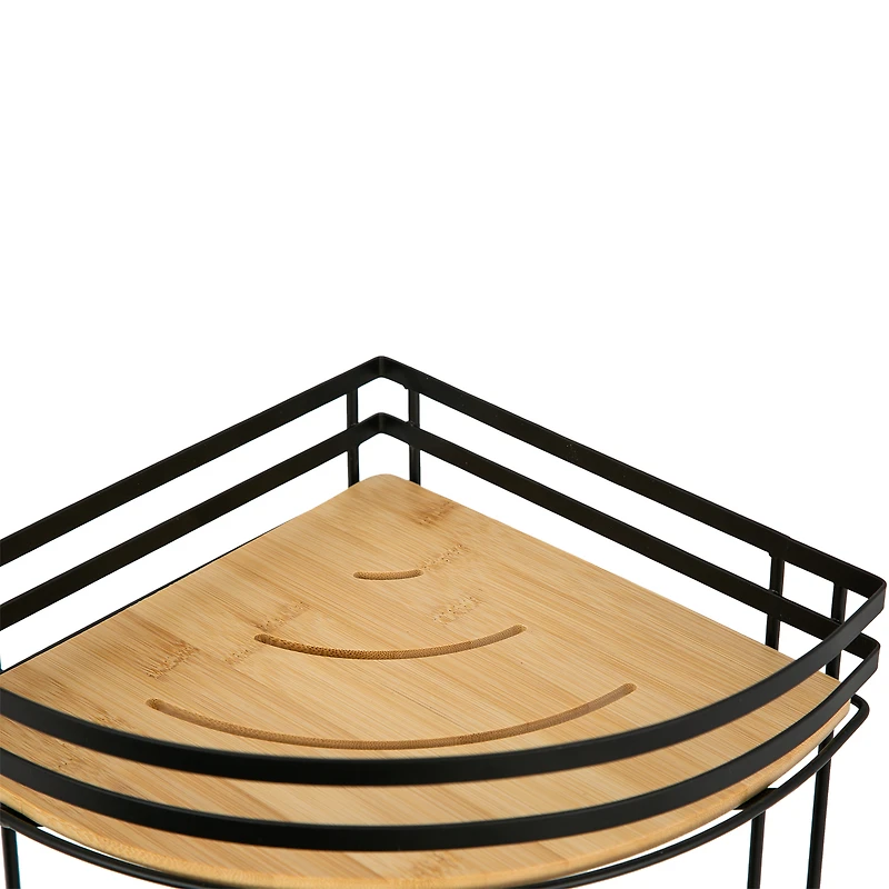Era Reina Bamboo Three Tier Bath Tower, Black and Bamboo 13.25x27.50in
