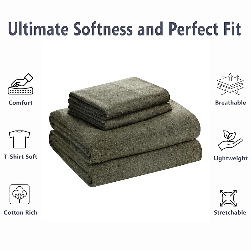 Mainstays – Parure de lit en jersey extra doux, enrichi en coton, pour adulte, King, couleur Sea Turtle Green, 4 pièces