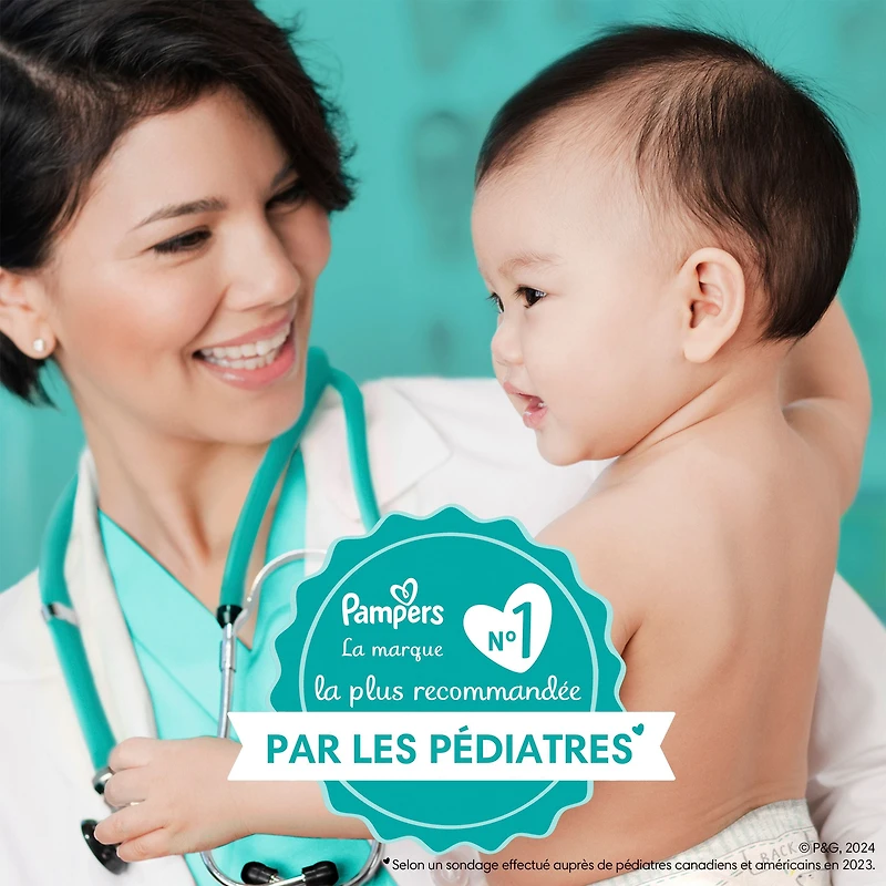 Pampers Couches - Swaddlers 360° - Taille 4, jusqu'à 100 % Anti-Fuites, Coupe Confortable et Sèche, Languettes Faciles à Enlever pour un Change Facile, Couche à Enfiler