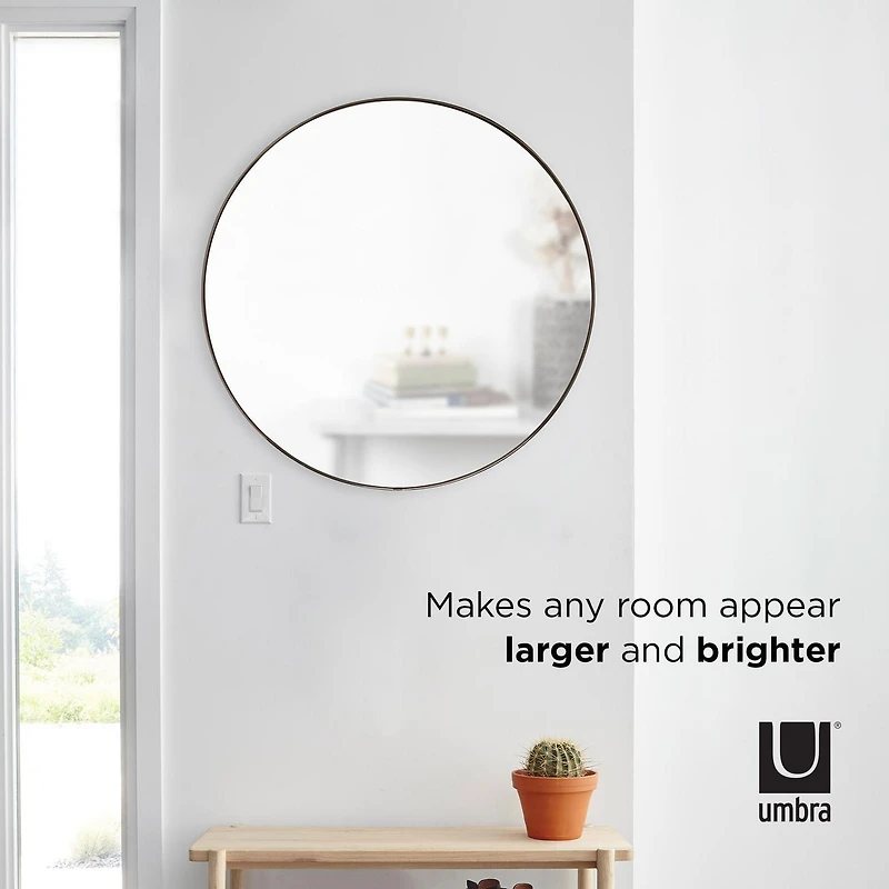 Miroir mural rond en métal Umbra Hubba, titane métallique