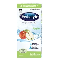 Pedialyte , Bâtonnets de Poudre d'Électrolytes, Solution de Réhydratation Orale, Pomme, 8x8.5g Bâtonnets