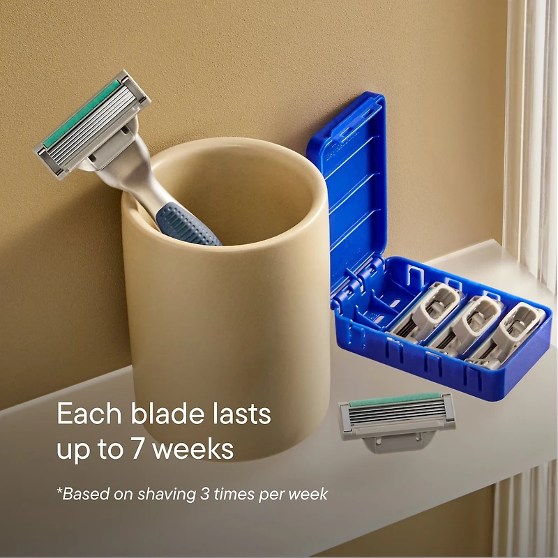 Harry's Plus Shaving Razor for Men with 2 Razor Blade Refill Cartridges, Tide