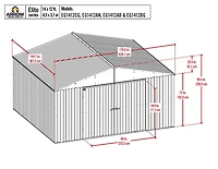 Arrow Elite Steel Storage Shed, 14x12, Cool Grey