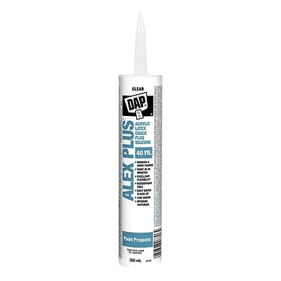 DAP Canada Alex plus Acrylic Latex Caulk plus Silicone, 300ml, Clear