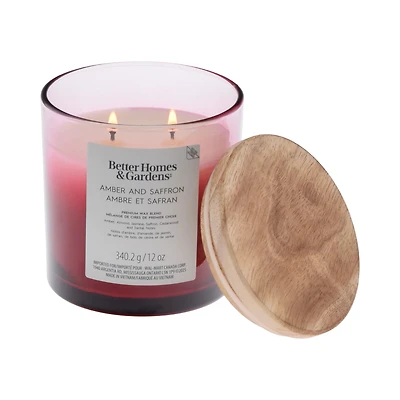 Bougie parfumée en pot ombré à 2 mèches à la cire de paraffine 12 oz Better Homes & Gardens, Ambre et safran