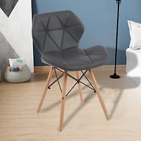 Noble House Modern Dining Chair with Backrest,High-Resilience Sponge Filling and PU Leather Surface,Set of 2 (Grey)