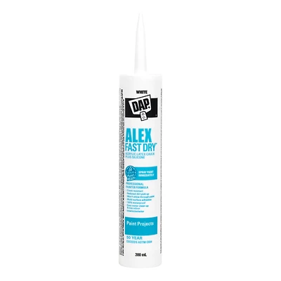 Calfeutrant à base de latex acrylique avec silicone DAP Alex Fast Dry, 300mlm Blanc