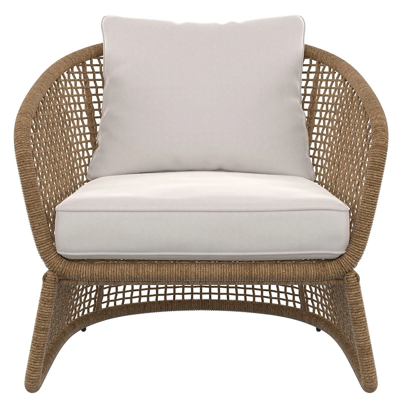 HOMETRENDS Lasso Steel 3-Piece Outdoor Chat Set with Cushions, Brown