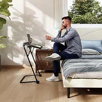 Ensemble de chambre moderne Homy Casa : Cadre de lit Queen avec tablette latérale rabattable