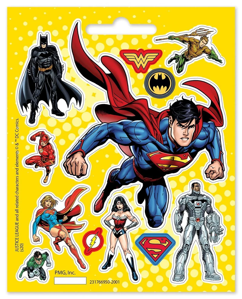 Livre d'autocollants à l'avant de la Justice League ™