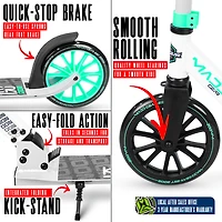 Madd Gear Folding Commuter Scooter for Adults & Teens – Kruzer 200 –  White/Teal