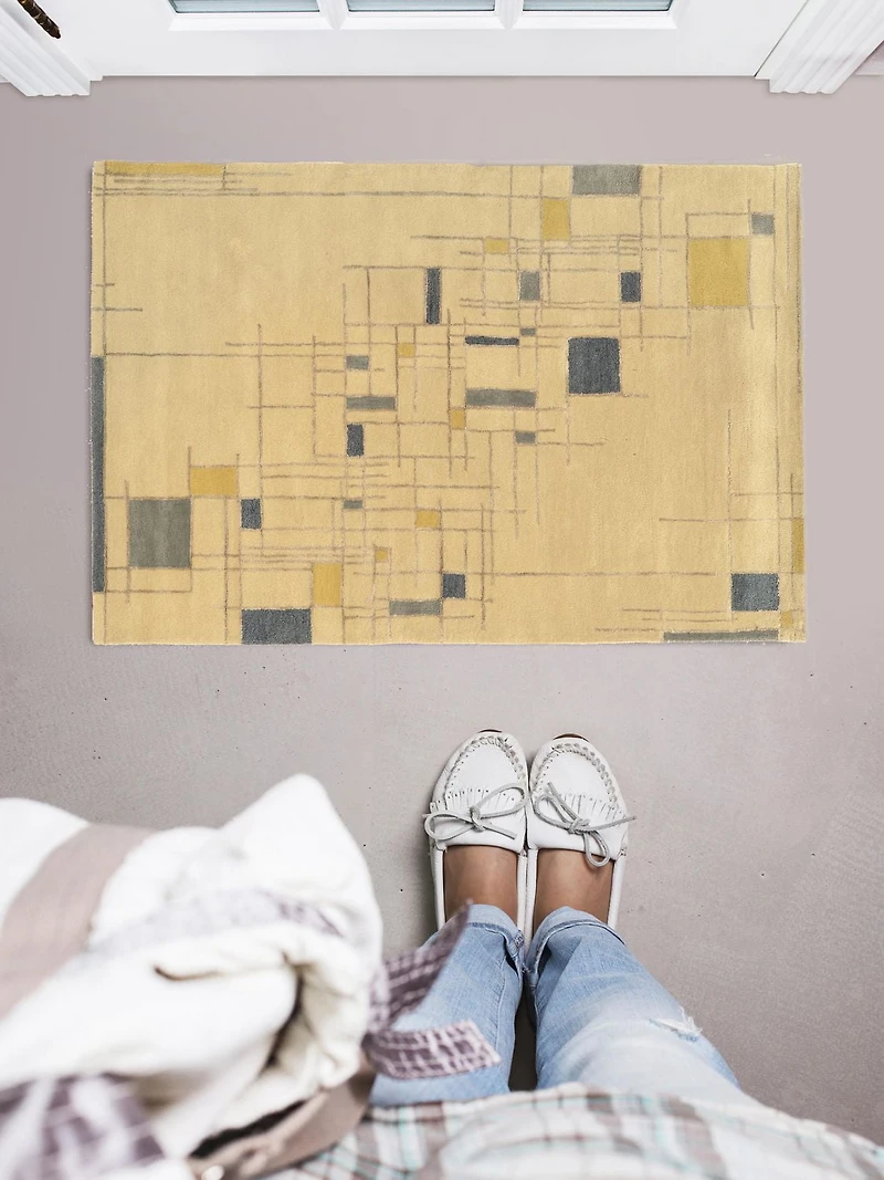 Aspire Wool Lazer Ivory & Blue 2' x 3' Accent Rug
