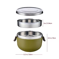 1 L Thermal 2 Layer Stainless Steel Thermal Lunch Container - Military Green